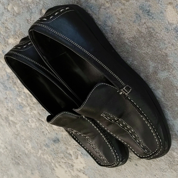 Wanted Porshe Leather Slip On Loafers Shoes 8M Black - Picture 11 of 15